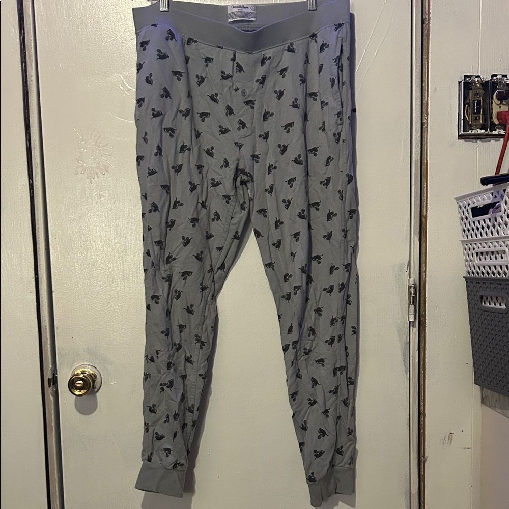 Gray Pajama Pants with Armadillo Pattern